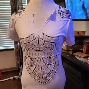 Affliction Women's White T-shirt NWOT Size L
